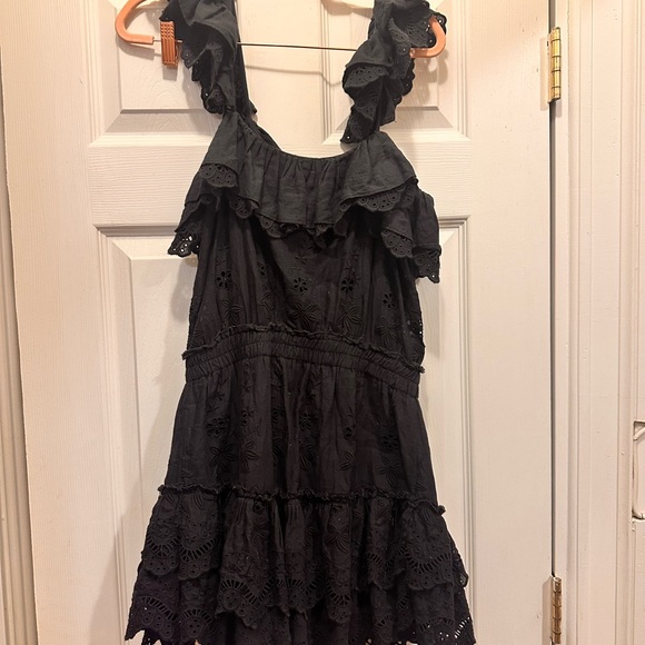 Loveshackfancy marina black eyelet ruffle mini dress - Picture 4 of 4